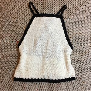 Charlotte Russe Black & white crocheted halter top